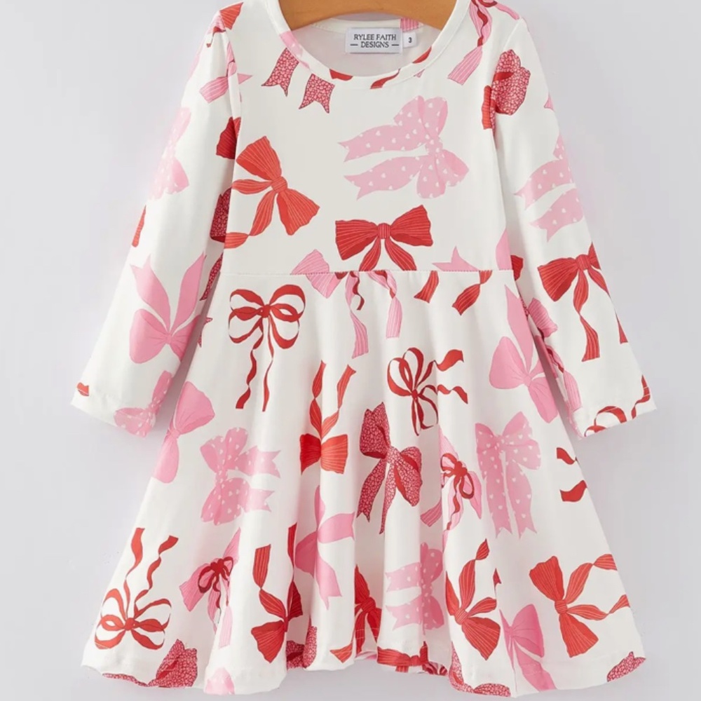 Brand New Bow Print Girls Dress size 5